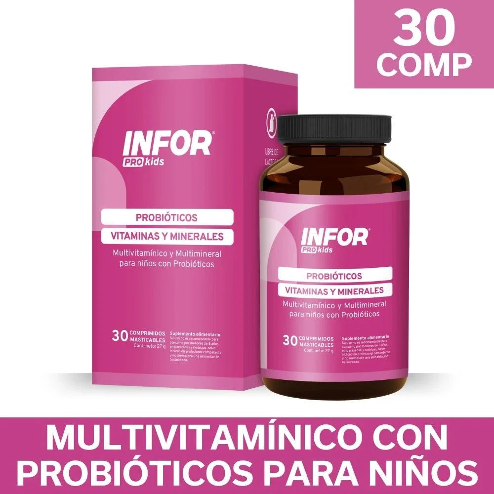 INFOR Pro kids Probiótico x 30 masticables Farmex-Pluxee-Persistente